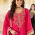 Pink organza embroidered kurta trouser dupatta set