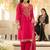 Pink organza embroidered kurta trouser dupatta set