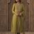 Green silk blend embroidered kurta trouser dupatta set