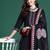 Black pure cotton printed kurta trouser dupatta set