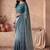 Blue ombre beads and stones tissue designer saree