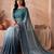Blue ombre beads and stones tissue designer saree