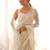 off white floral embroidered satin designer saree