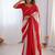 red embellished striped chiffon designer saree