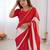 red embellished striped chiffon designer saree