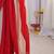 red embellished striped chiffon designer saree