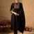 Black pure cotton embroidered kurta trouser dupatta set