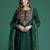Green silk blend embroidered kurta trouser dupatta set