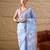 blue floral beads and stones organza saree