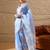 blue floral beads and stones organza saree