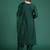 Green silk blend embroidered kurta trouser dupatta set