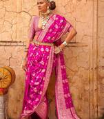 pink ethnic motifs zari banarasi saree