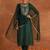 Green chanderi silk embroidered kurta trouser dupatta set