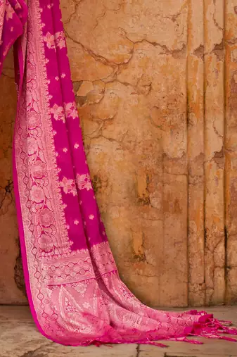 pink ethnic motifs zari banarasi saree