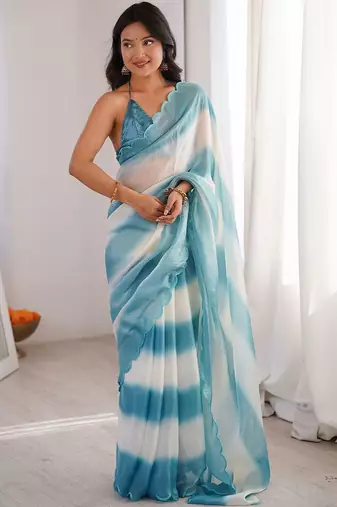 multicolor light blue satin ethnic solid party wear matching blouse sarees