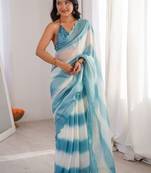 multicolor light blue satin ethnic solid party wear matching blouse sarees