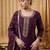 Purple silk blend embroidered kurta trouser dupatta set