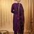 Purple silk blend embroidered kurta trouser dupatta set