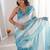 multicolor light blue satin ethnic solid party wear matching blouse sarees