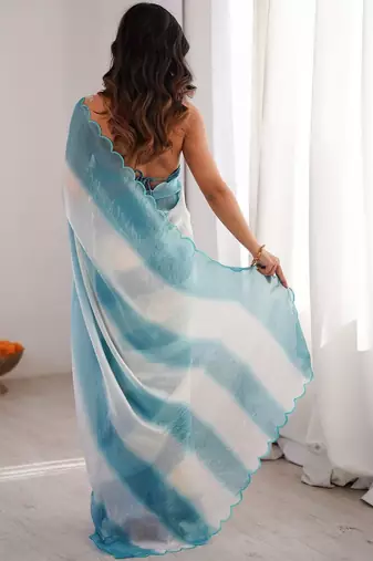 multicolor light blue satin ethnic solid party wear matching blouse sarees