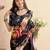 black floral mirror work satin saree
