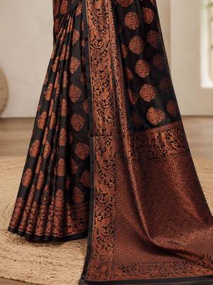 black woven design zari art silk blend banarasi saree 5