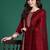 Maroon silk blend embroidered kurta trouser dupatta set