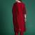 Maroon silk blend embroidered kurta trouser dupatta set