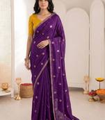 purple embellished embroidered saree