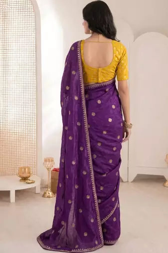 purple embellished embroidered saree