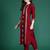 Maroon silk blend embroidered kurta trouser dupatta set