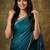 teal satin designer saree