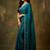 teal satin designer saree