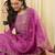 Lavender silk blend embroidered kurta trouser dupatta set