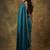 teal satin designer saree