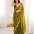 olive beads and stones satin saree