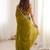 olive beads and stones satin saree