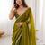 olive beads and stones satin saree