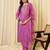 Lavender silk blend embroidered kurta trouser dupatta set
