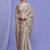 beige floral embroidered sequinned saree with unstitched blouse piece