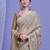 beige floral embroidered sequinned saree with unstitched blouse piece