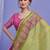green women ethnic motifs linen blend designer saree