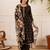 Black viscose rayon embroidered kurta trouser dupatta set