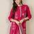 Pink pure cotton embroidered kurta trouser dupatta set