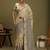 beige ethnic motifs satin block print saree
