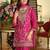Pink silk blend embroidered kurta trouser dupatta set