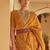 Mustard women  ethnic print ikat saree
