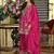 Pink silk blend embroidered kurta trouser dupatta set