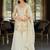 White silk blend embroidered kurta trouser dupatta set