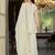 White silk blend embroidered kurta trouser dupatta set